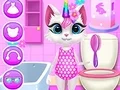 Игра Ежедневный уход за котенком Единорогом онлайн